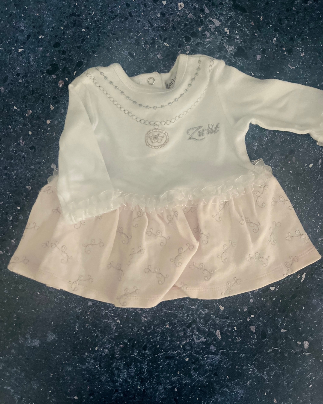 Zerbit white and pink dress 0/3M