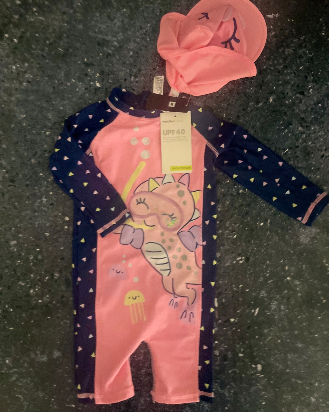 *NEW* Woolworths Pink swimming costume and hat 6/12M