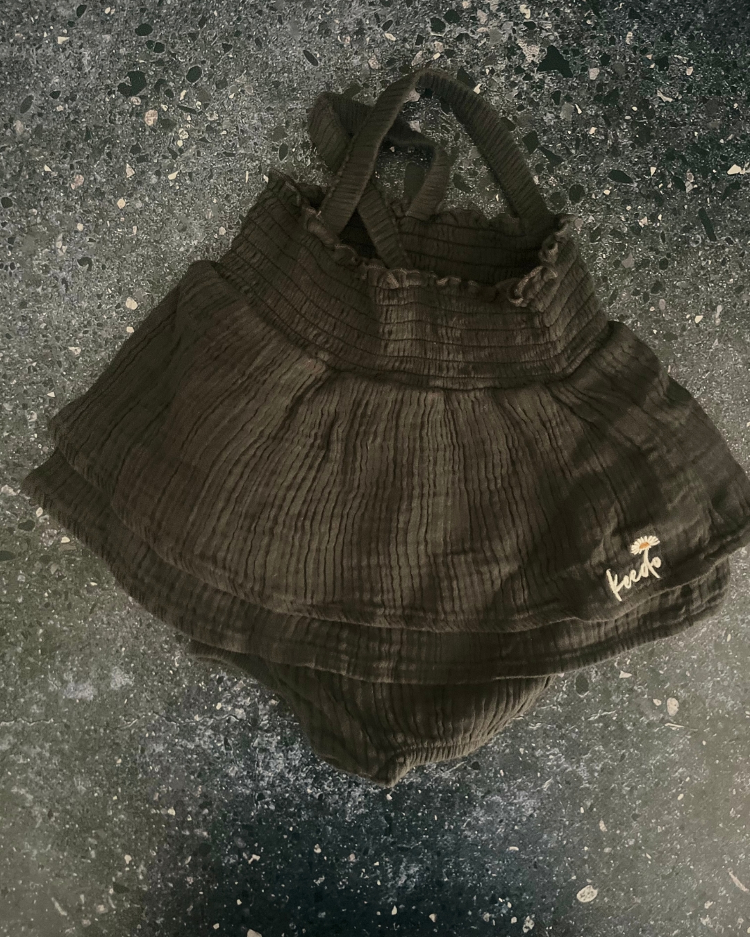 Keedo black layered baby grow and dress 3/6M