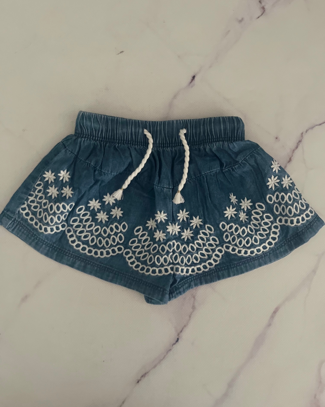Woolworths blue floral embroidery shorts 1/3M