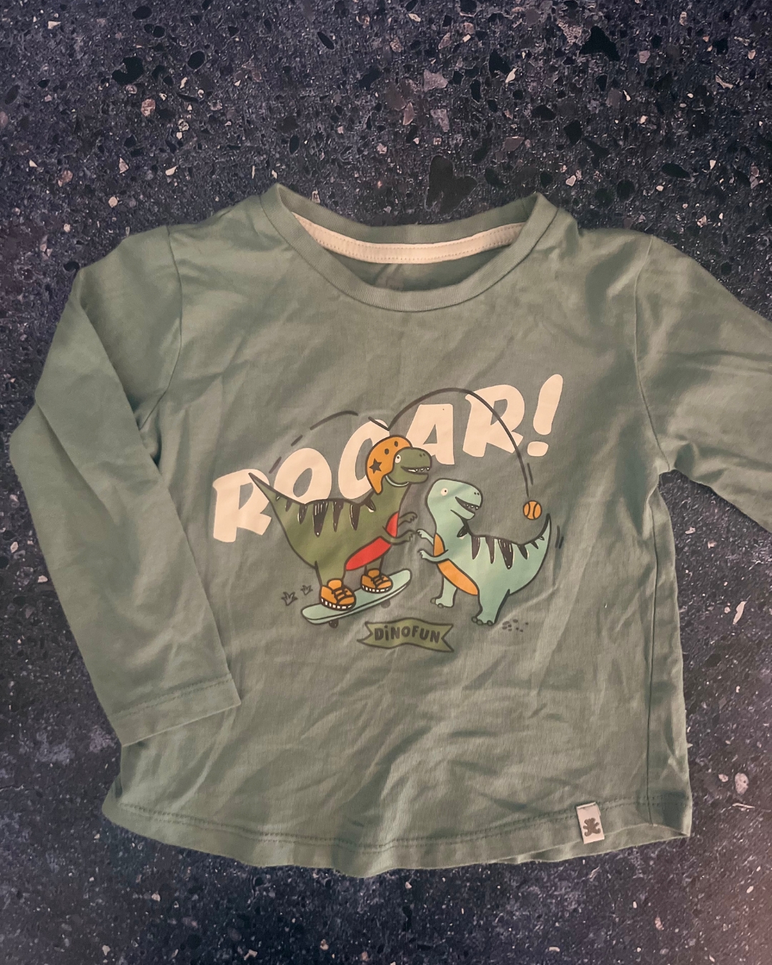 Woolworths green Rooar long sleeve T shirt 18/24M