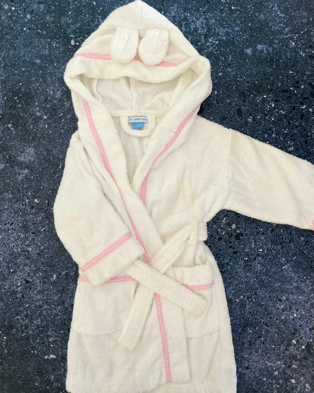 John Lewis white towelling gown 12/18M