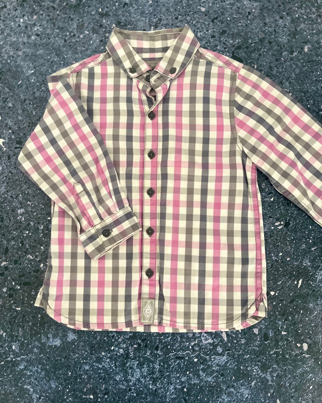 Next purple and grey checked collared shirt 2/3Y
