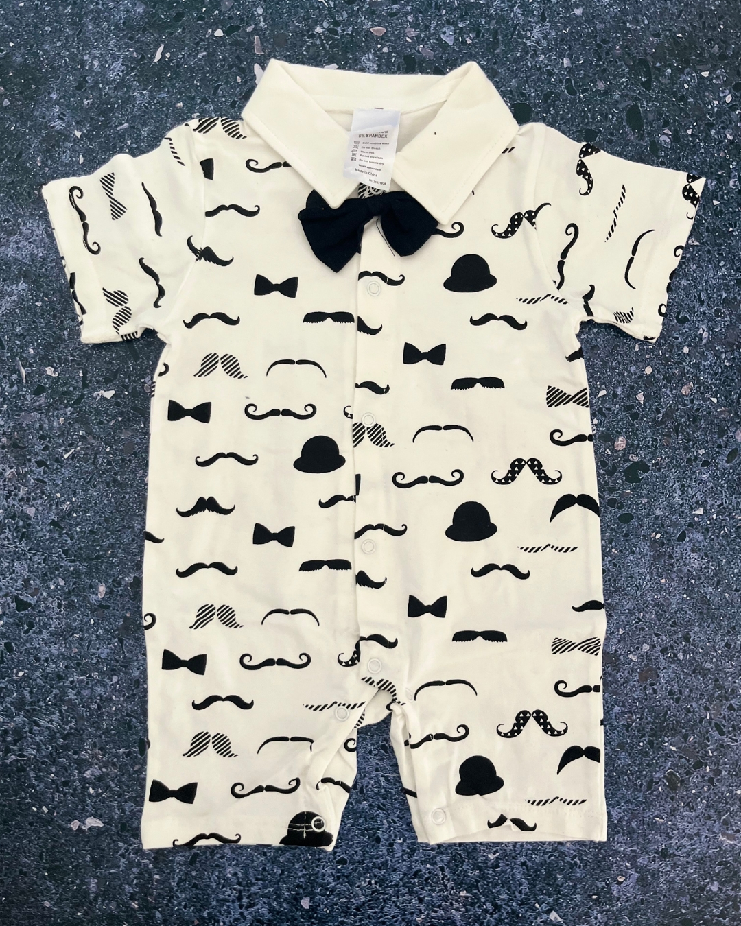 Pop Candy white mustache romper 6/12M