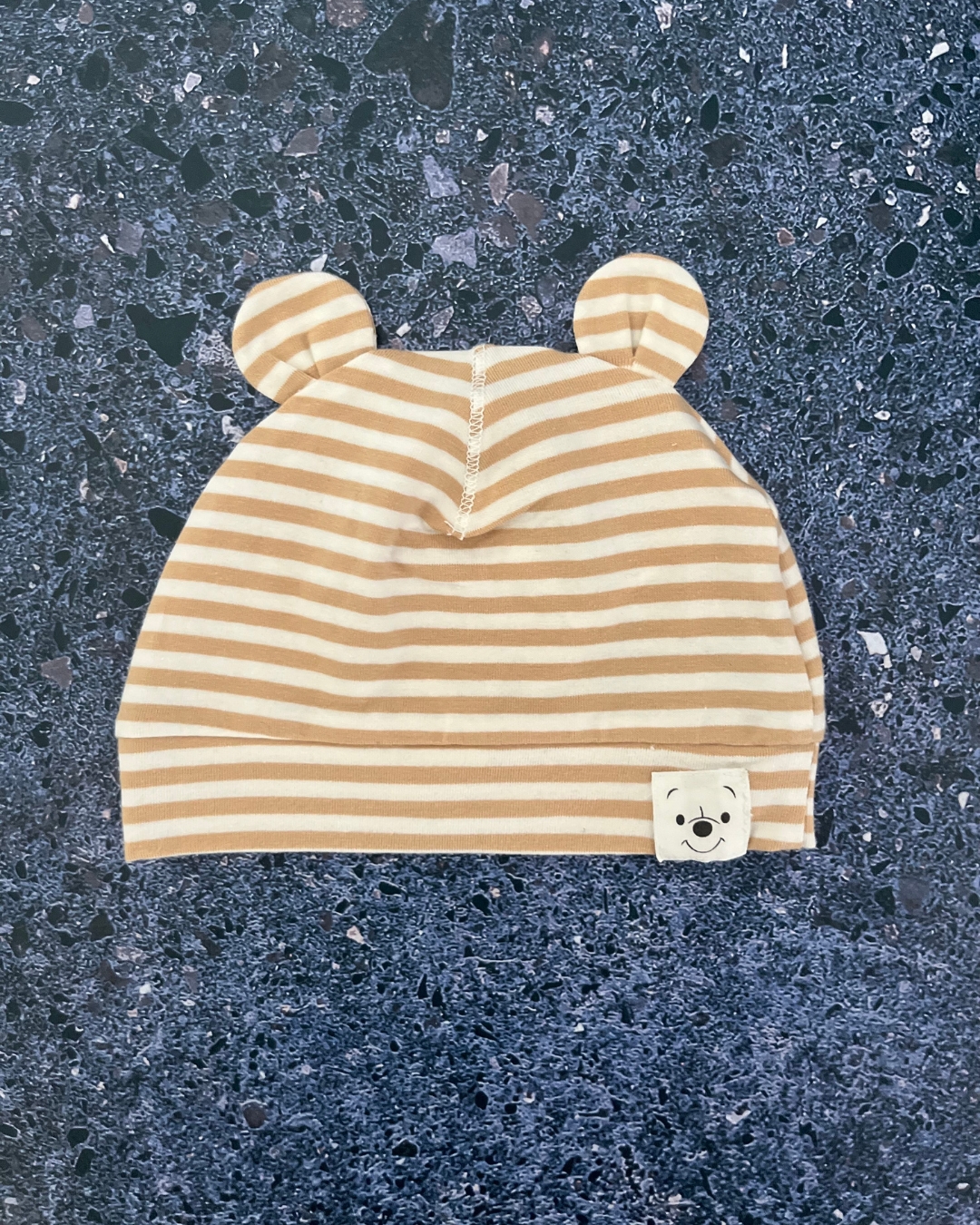 H&M brown and white striped beanie 6/9M