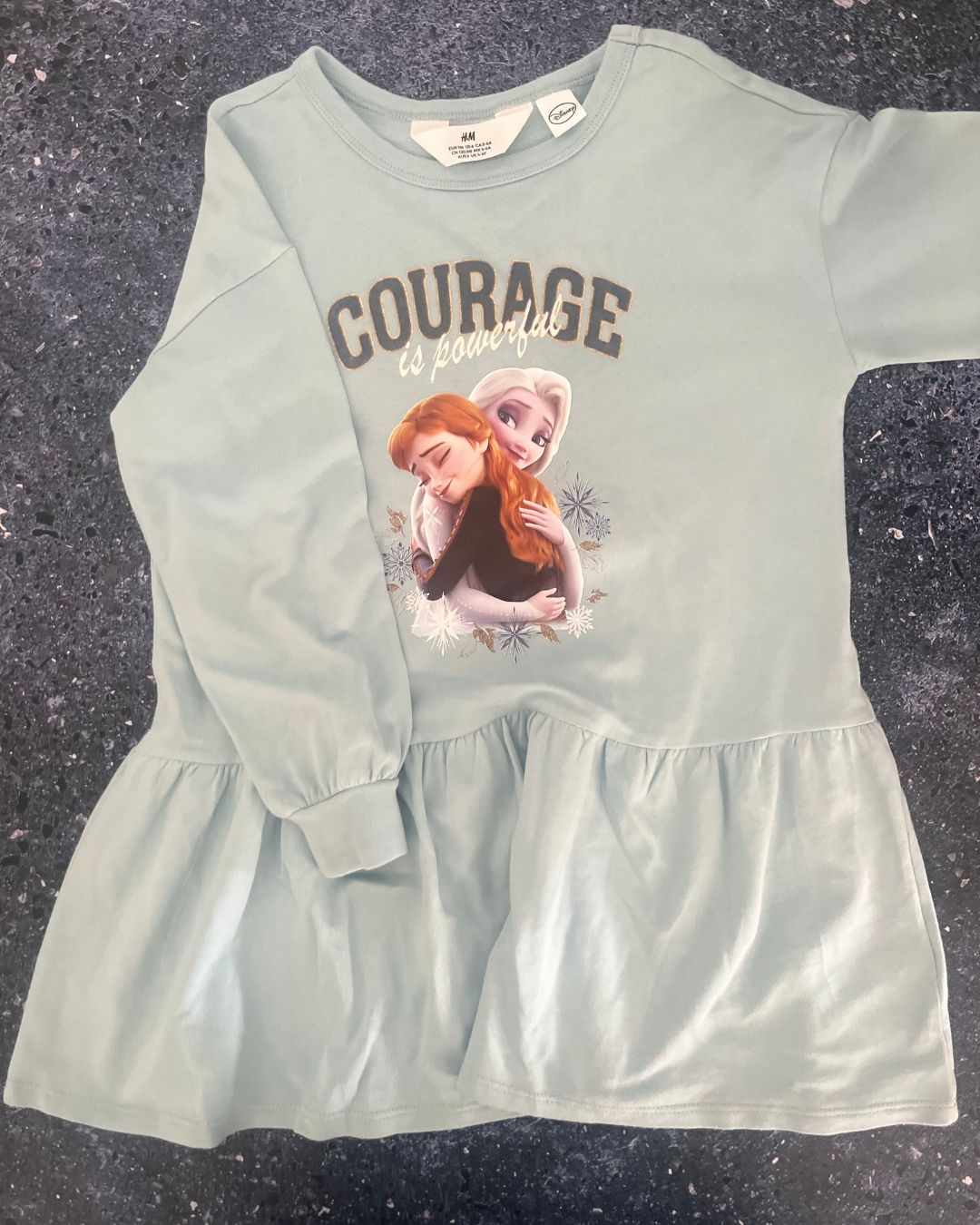 H&M blue Elsa Courage is powerful dress 5/6Y
