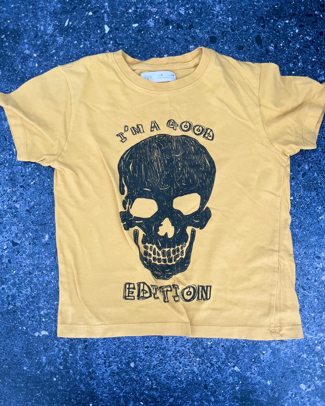 Zara yellow skull T shirt 6Y