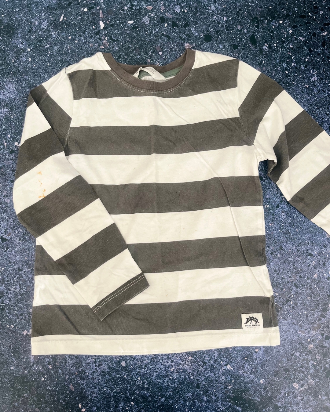 H&M grey and white striped long sleeve T shirt 7/8Y