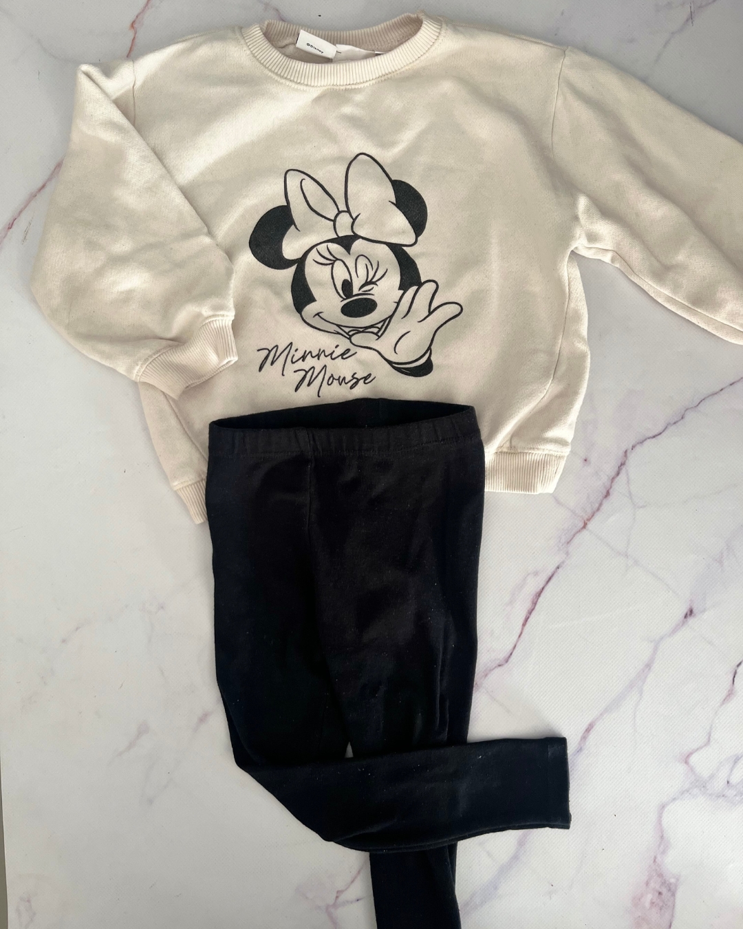 Zara beige Minnie Mouse and black tracksuit set 2/3Y