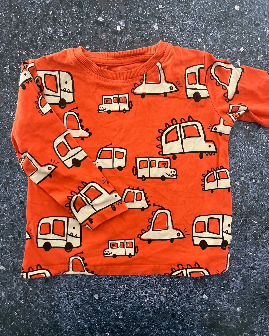 Woolworths orange cars long sleeve T shirt 12/18M