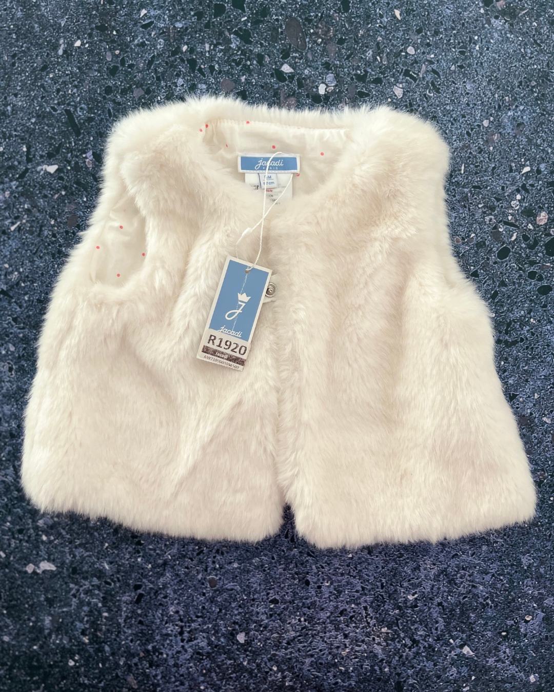 *NEW* Jacadi white fleece sleeveless jacket 6M