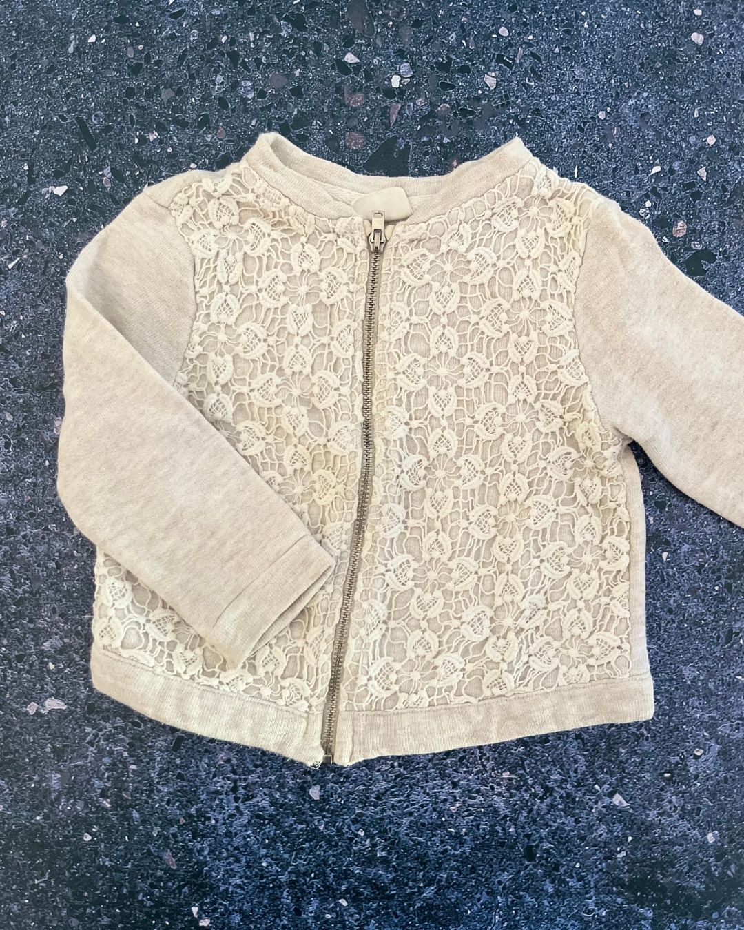 Zara beige tonal flower cardigan 12/18M