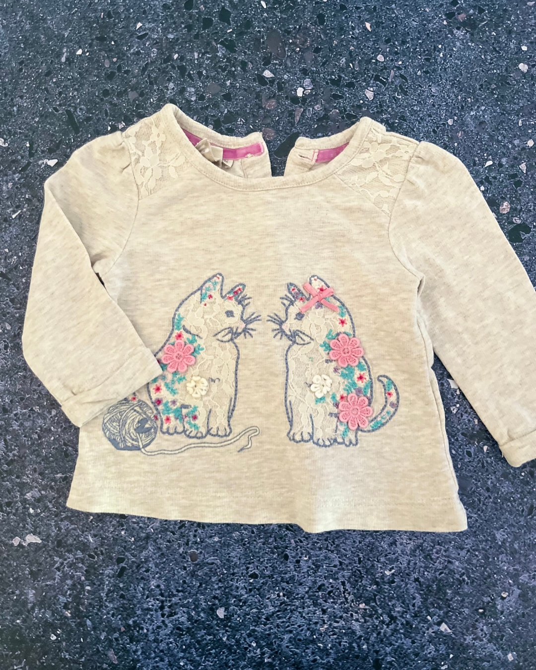 Monsoon grey kitty sweater 0/3M