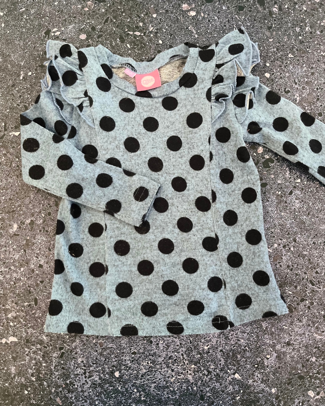 Qtee blue polka dot dress 3/4Y