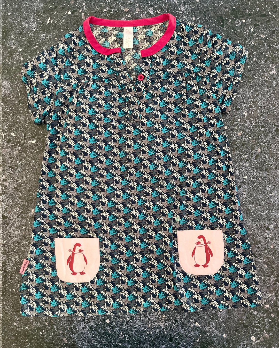 Mu&Me blue floral penguin dress 4/5Y