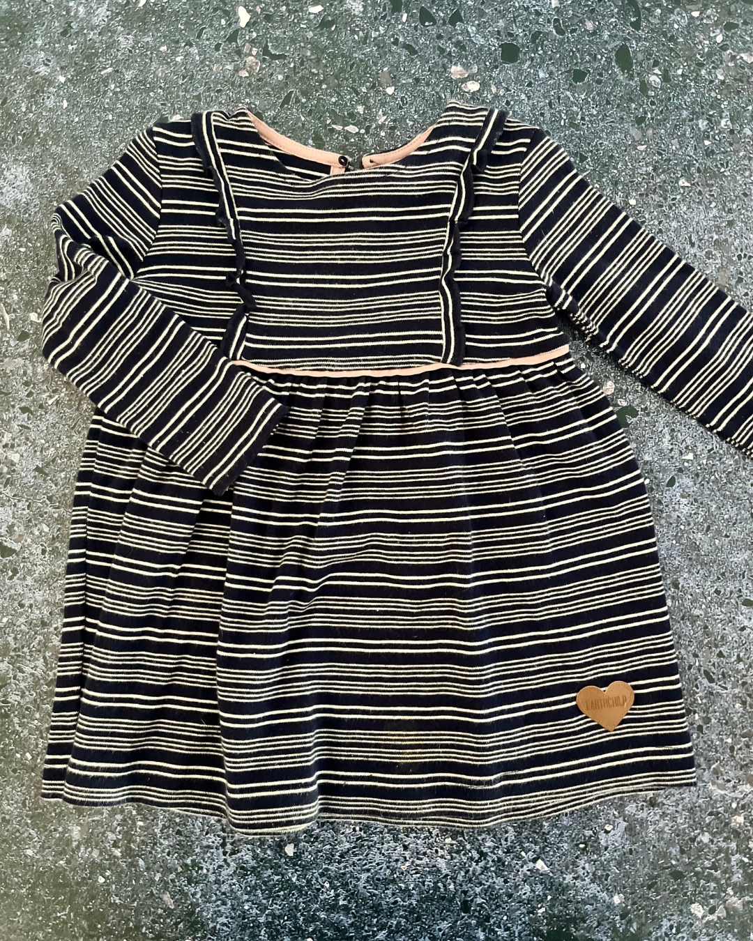 Earth Child blue and white striped dress 12/18M
