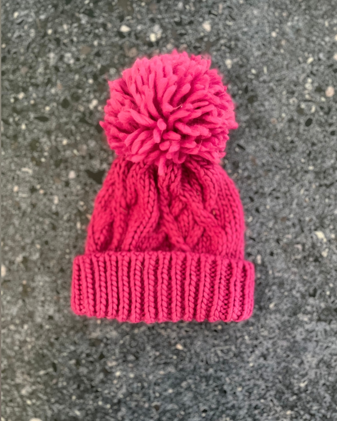 Mothercare pink knitted bobble beanie 6/12M