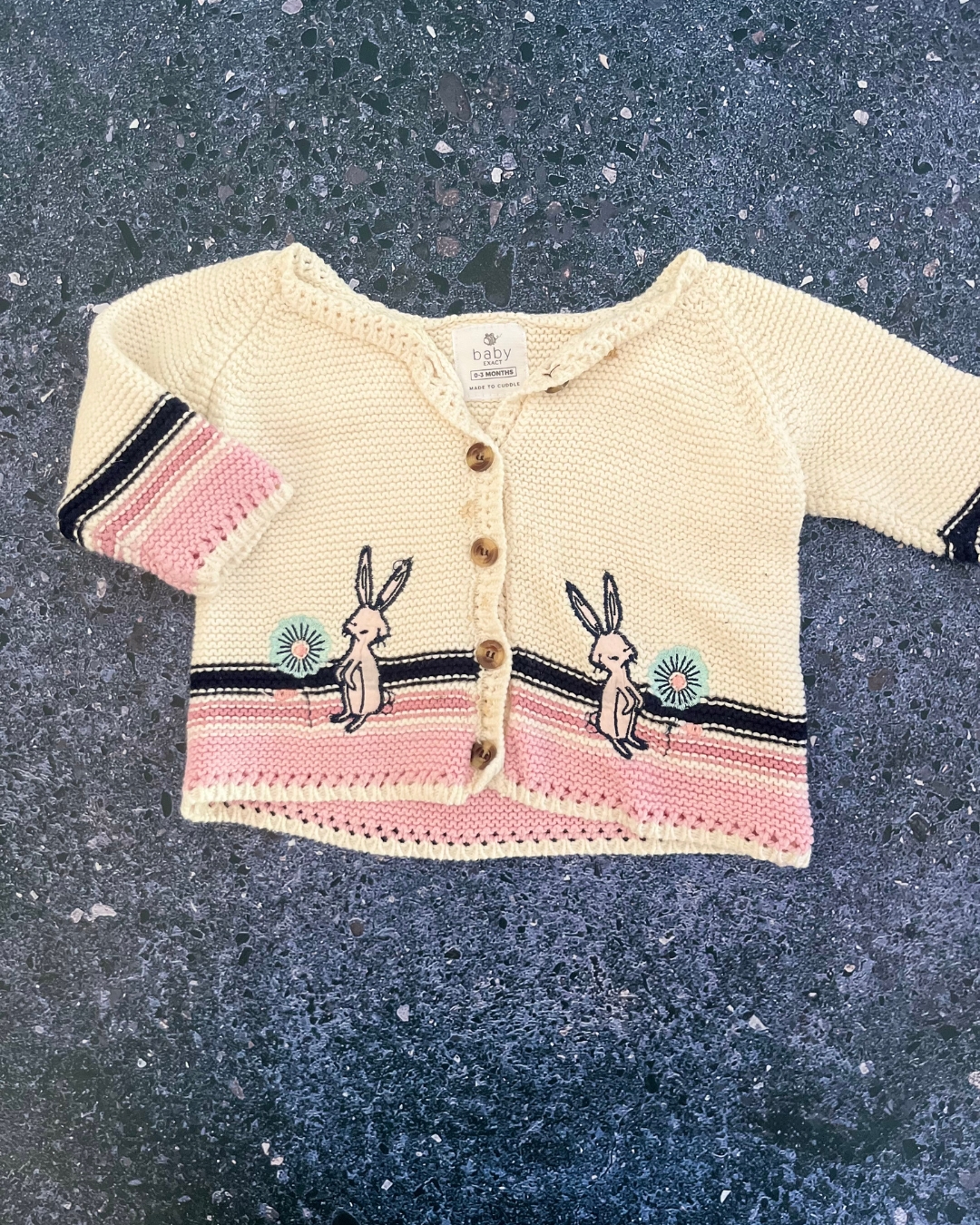 Baby Exact white knitted bunny cardigan 0/3M