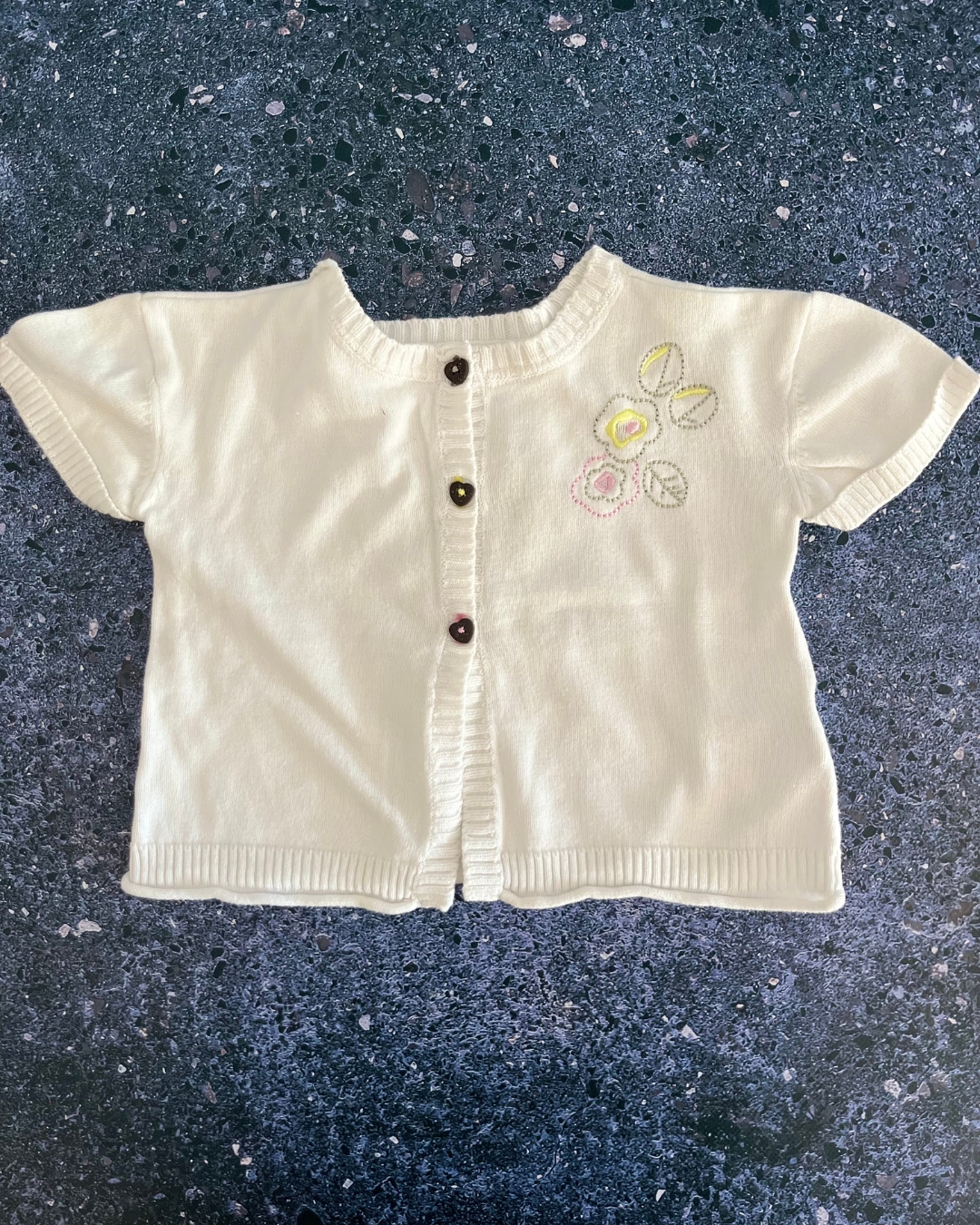 Vertbaudet white bird cardigan 5Y