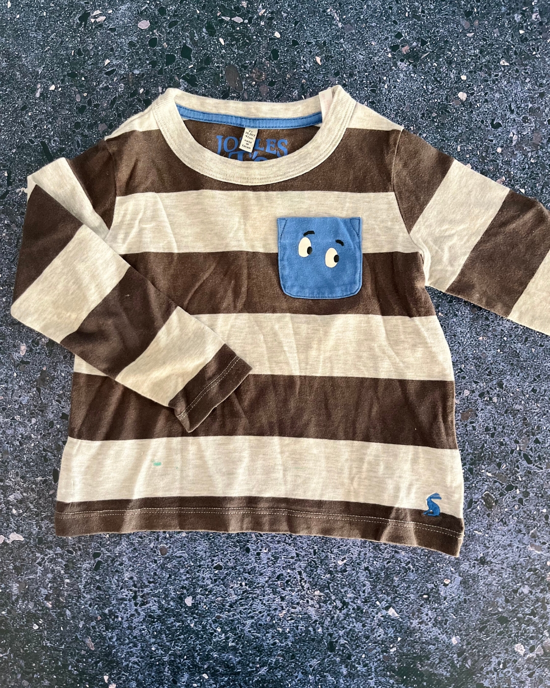 Joules T's brown and grey long sleeve T shirt 2Y