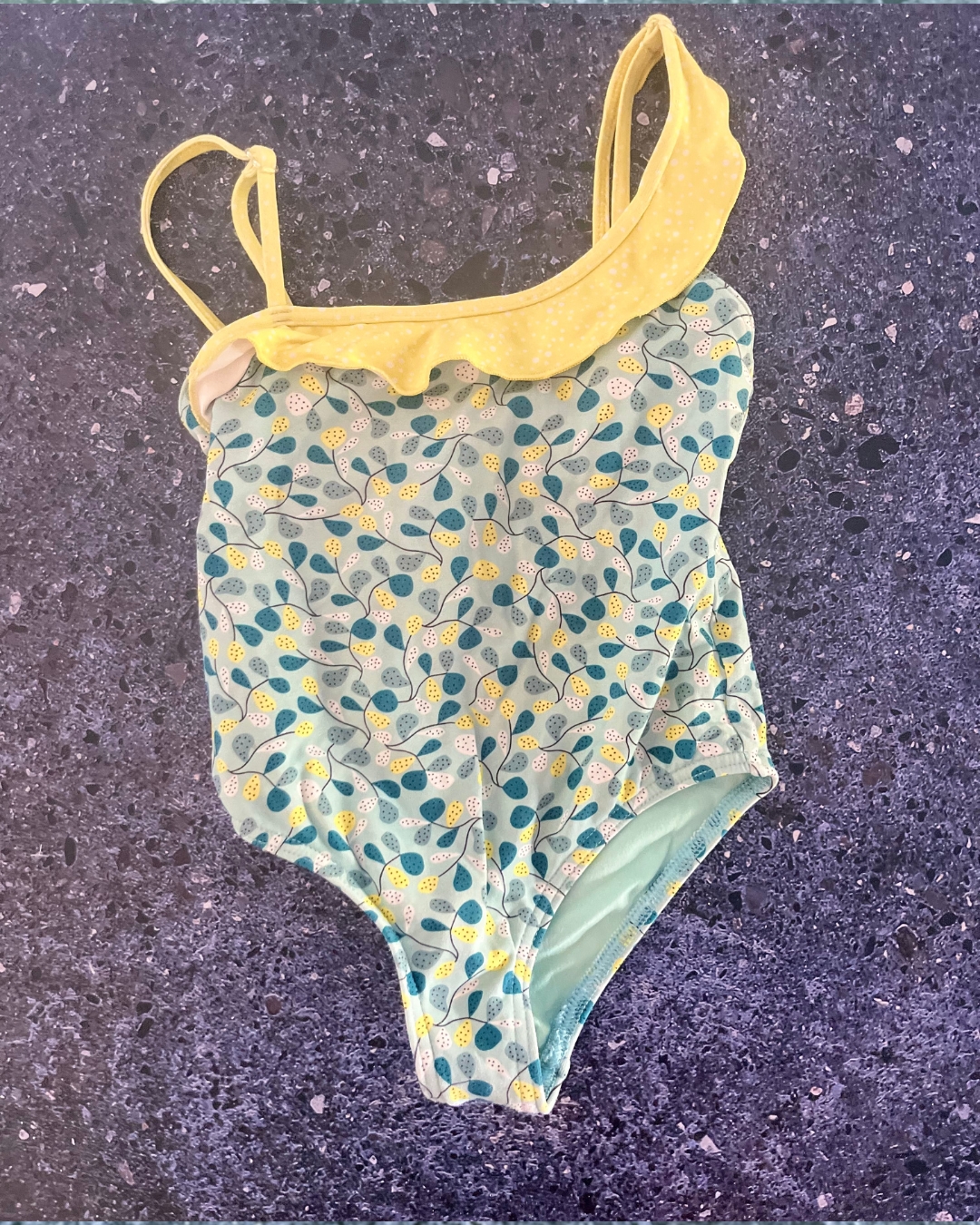 Archimede green floral swimming costume 6Y