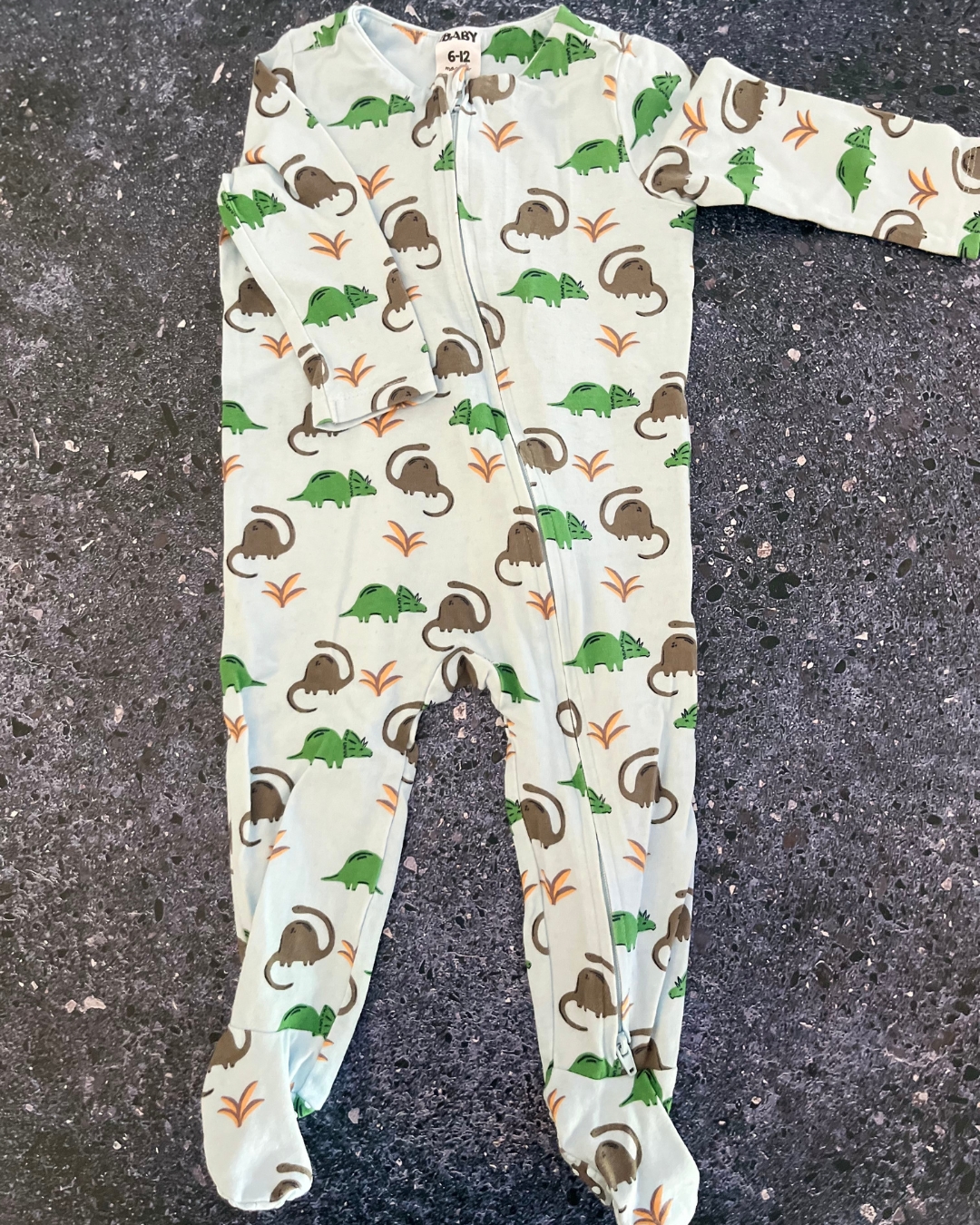 Cotton On light blue dinosaur onesie 6/12M