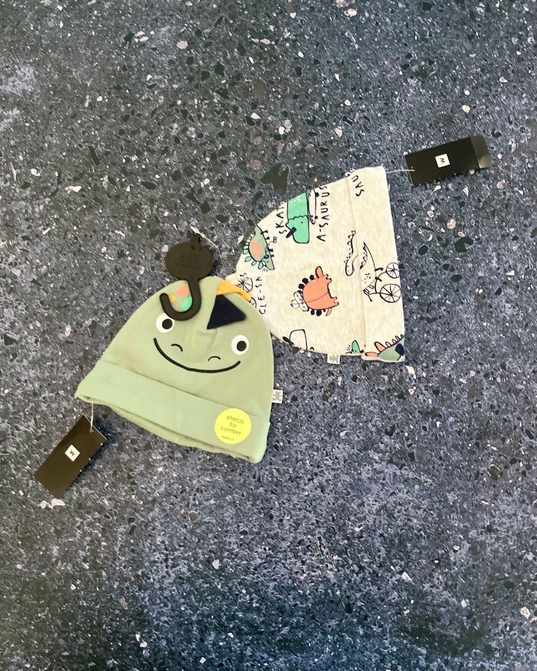 *NEW* Woolworths grey dinosaur and green monster beanies 1/3M