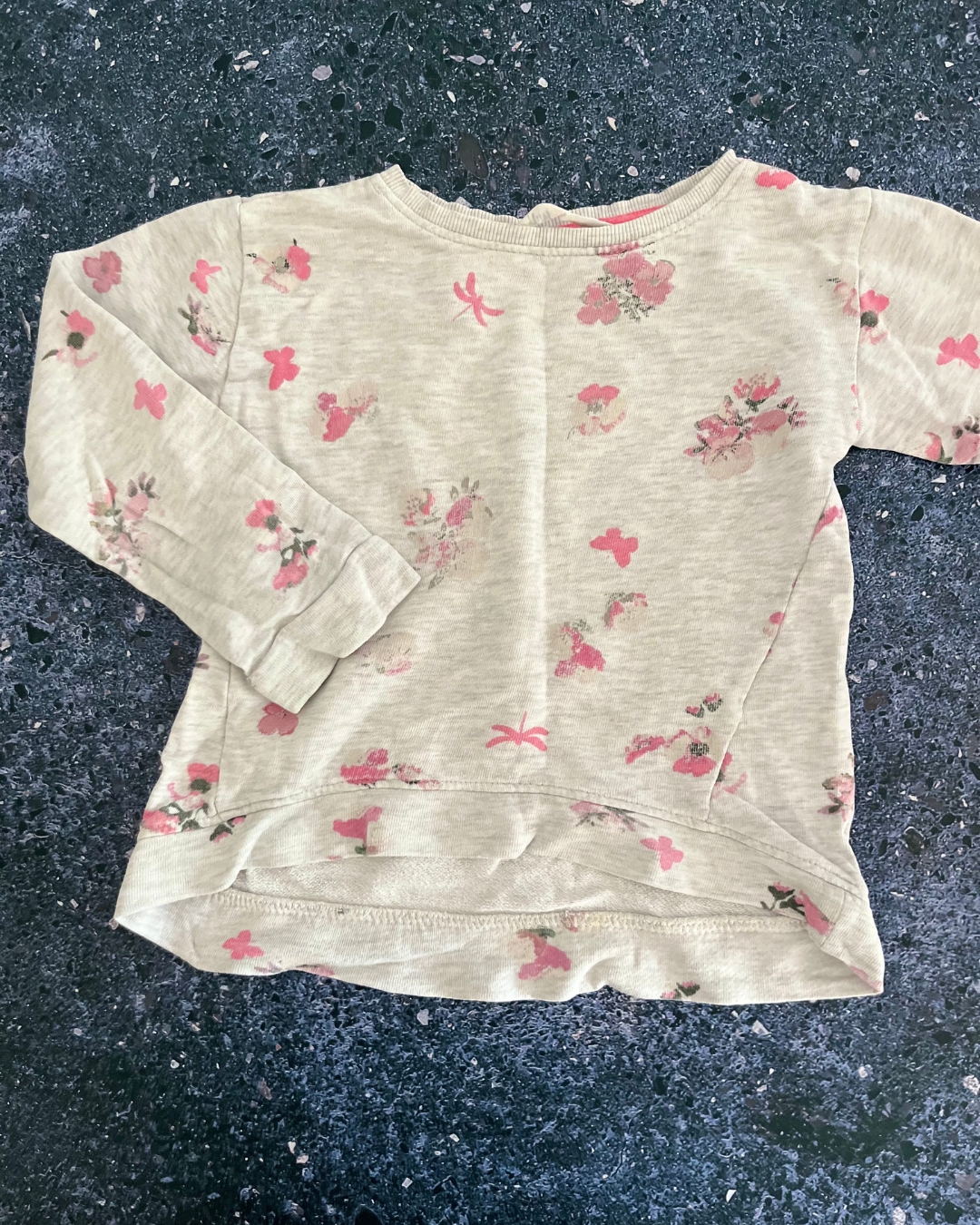 H&M grey floral sweater 2/4Y