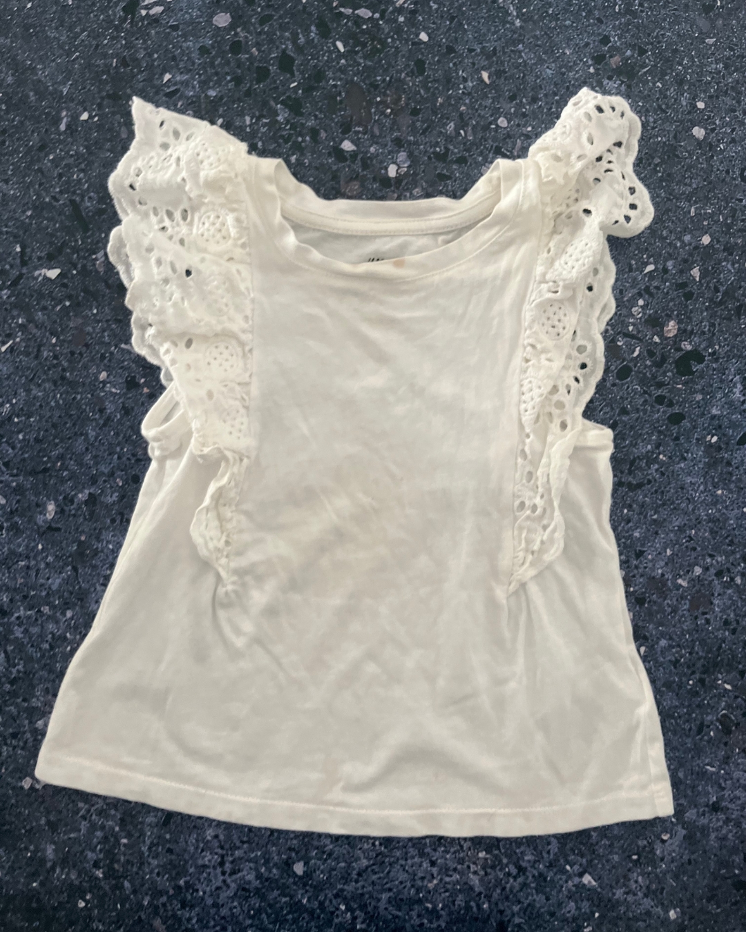 H&M white frilly top 3/4Y