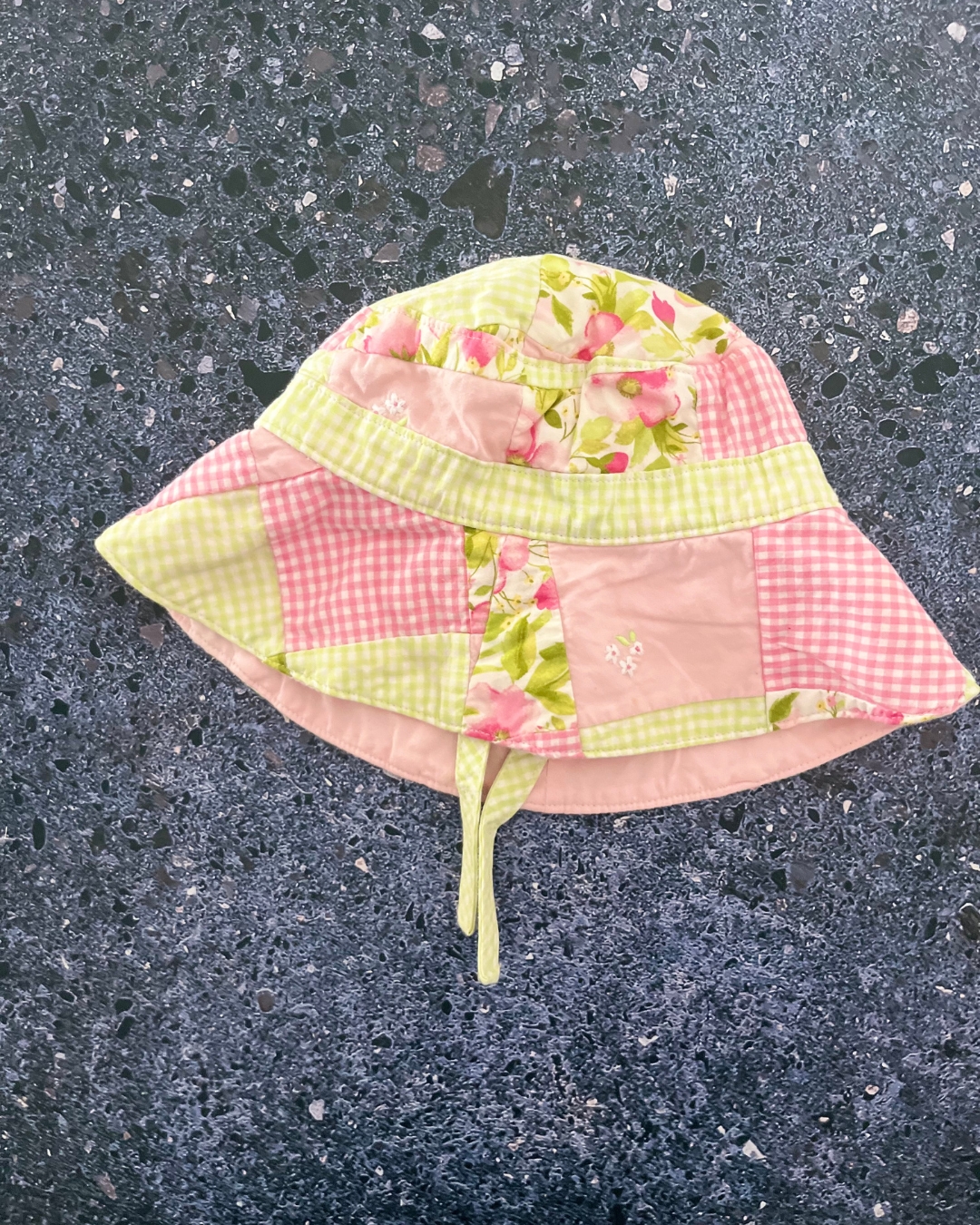 Janie & Jack pink and green floral hat 0/6M