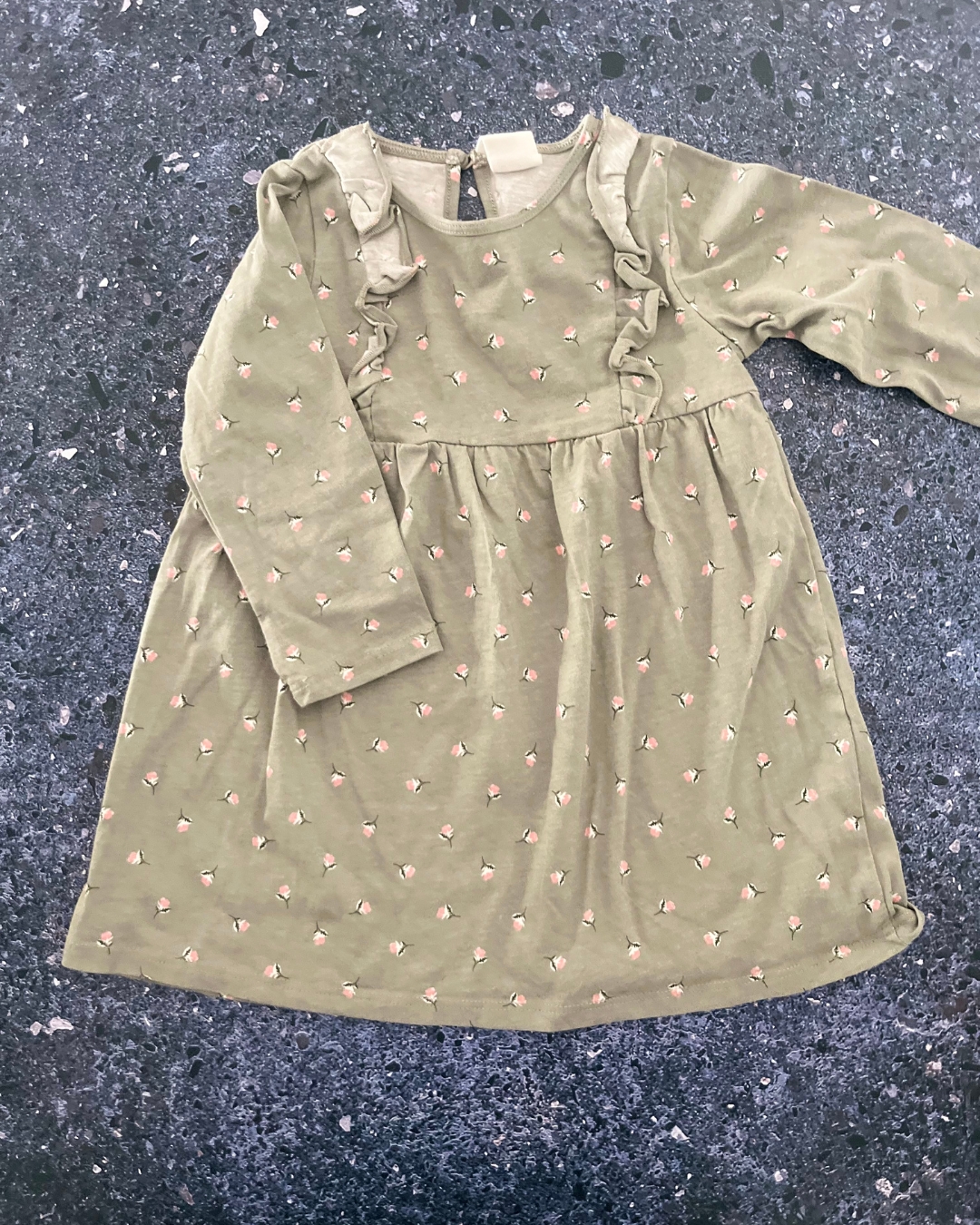 H&M grey floral dress 9/12M