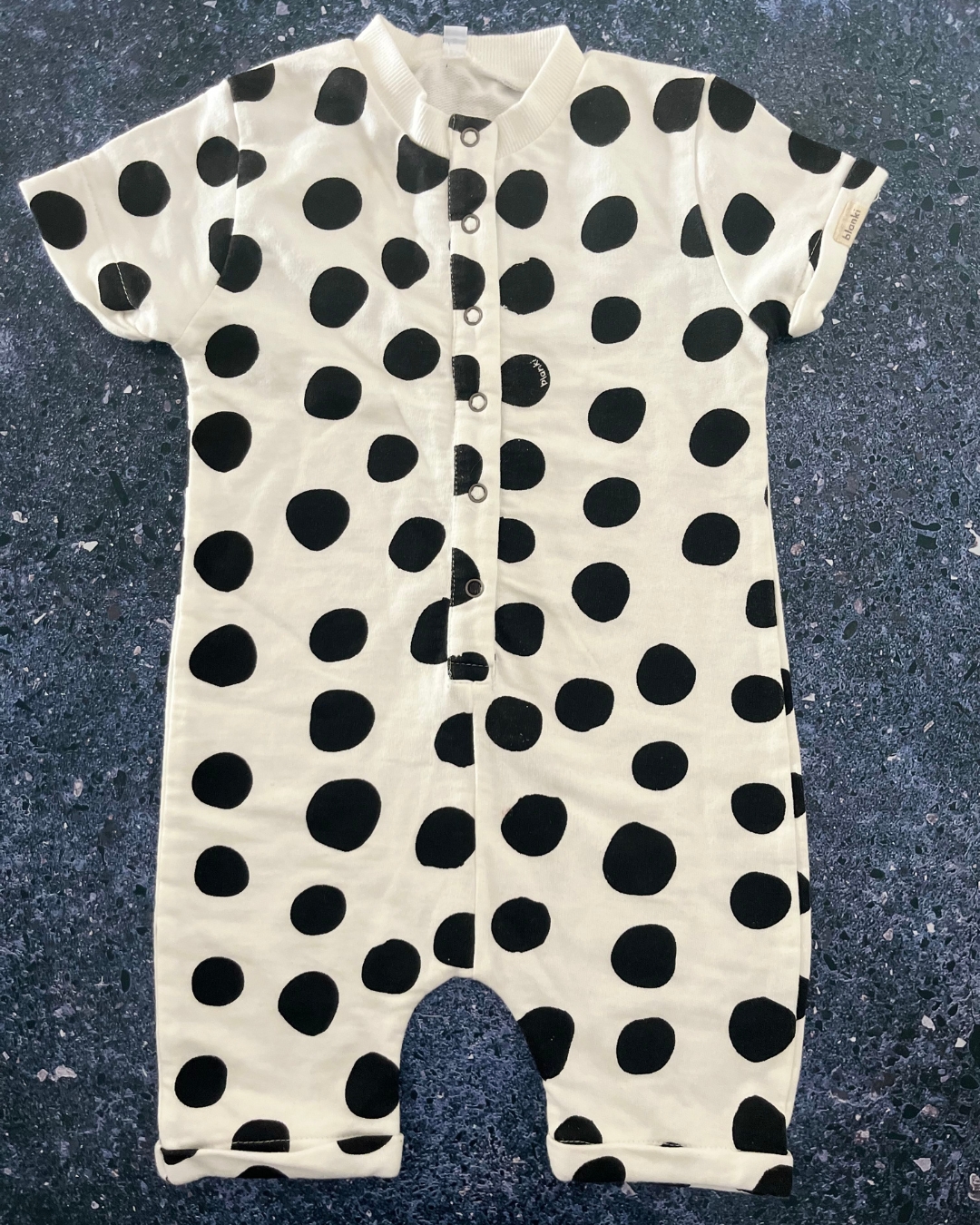 Blanki white polka dot onesie 12/18M