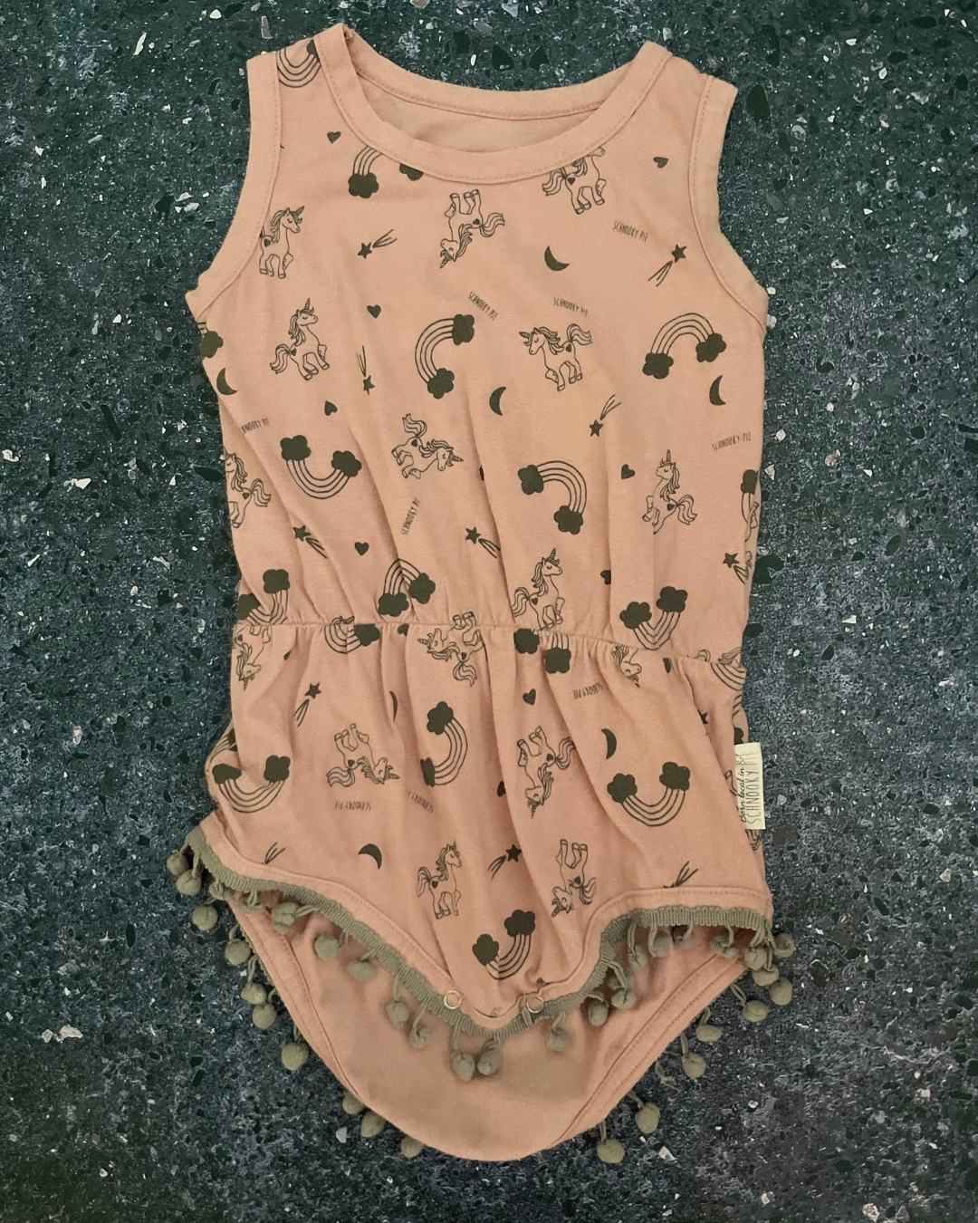 Schnooky Pie pink unicorn romper 4/5Y