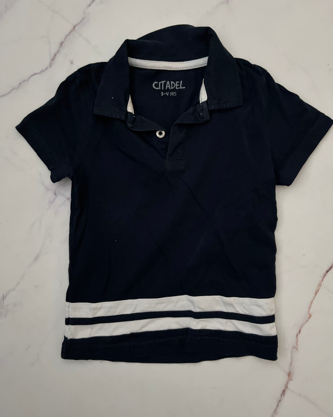 Citadel navy and white striped golfer 3/4Y