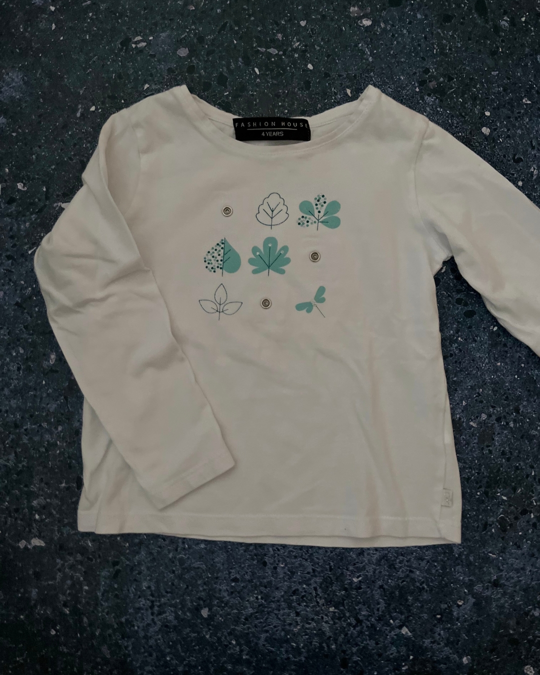 Fashion House white flowers long sleeve T shirt 4Y
