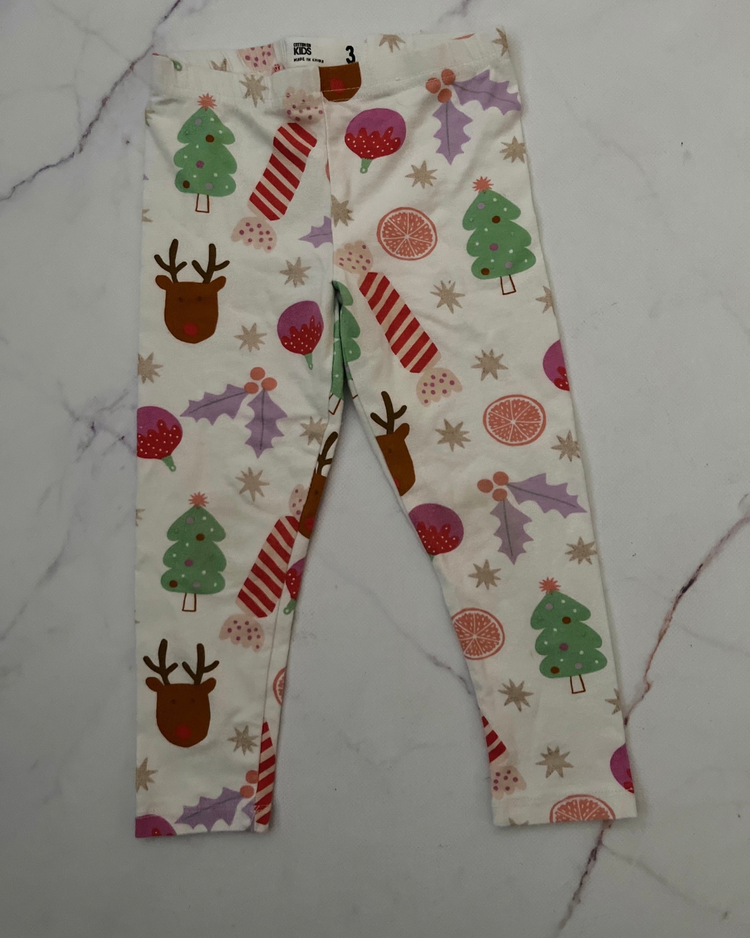 Cotton On white Xmas pants 3Y