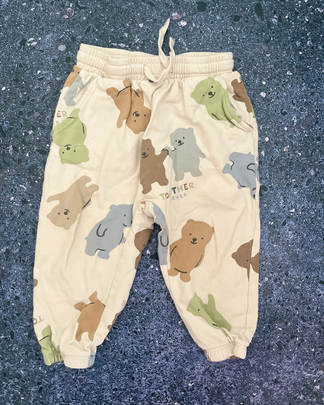 H&M beige bear pants 9/12M
