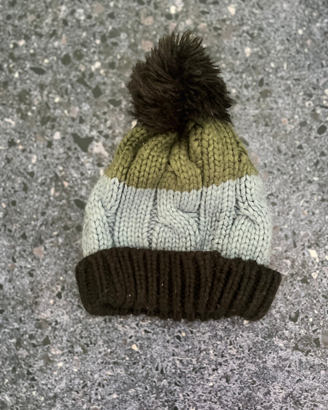 Cotton On green, blue and black knitted beanie 18M