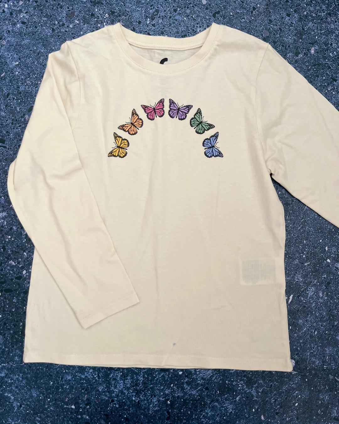 Cotton On beige butterflies long sleeve T shirt 6Y
