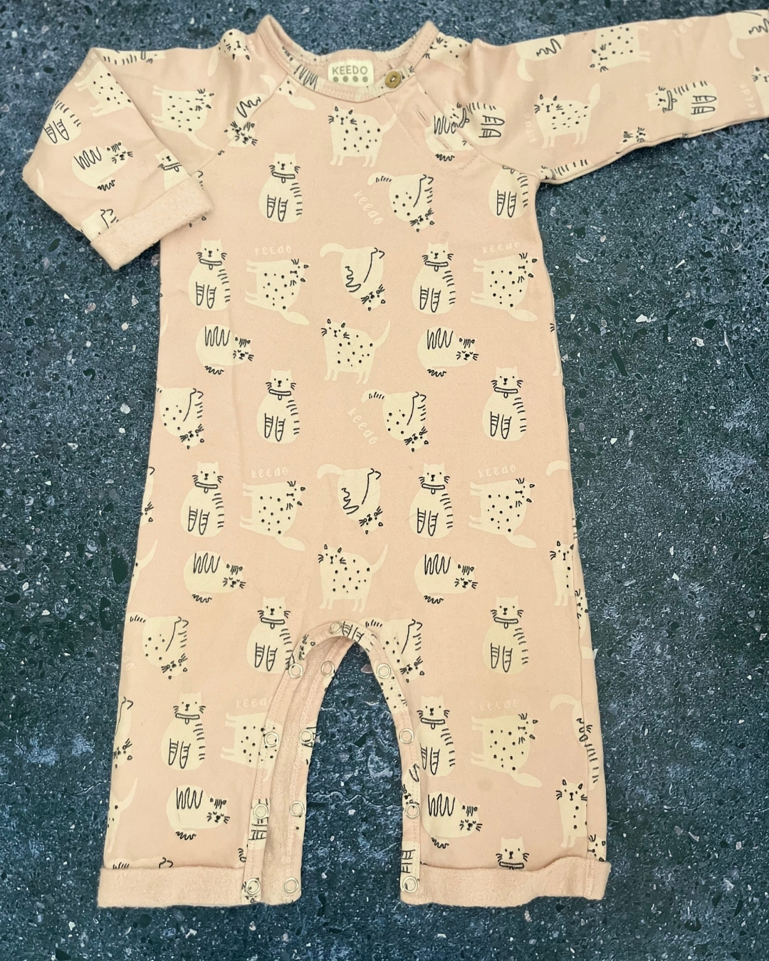 Keedo pink cat romper 6/9M