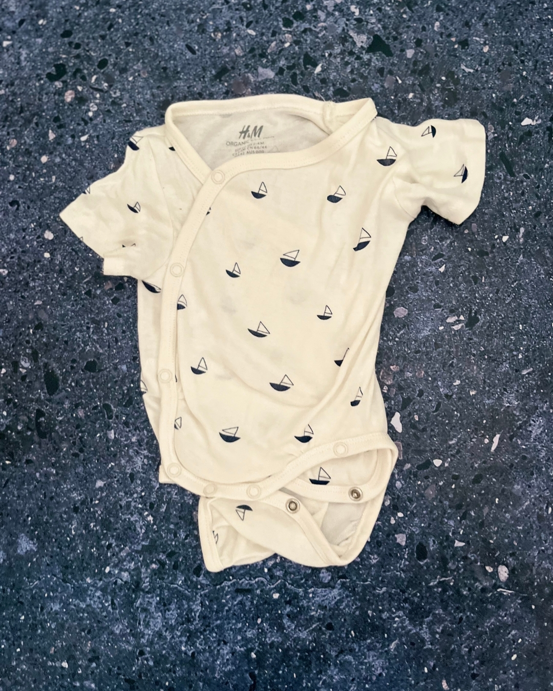 H&M white ships baby grow 2/4M