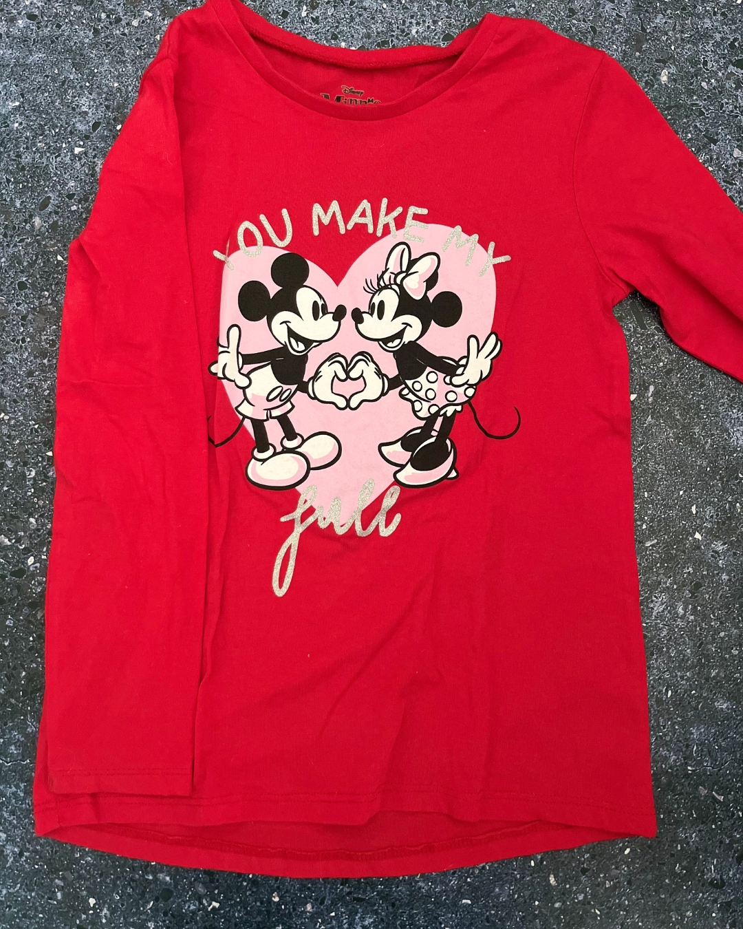 Woolworths red Minnie Mouse You Make My Heart Full long sleeve T shirt 9Y