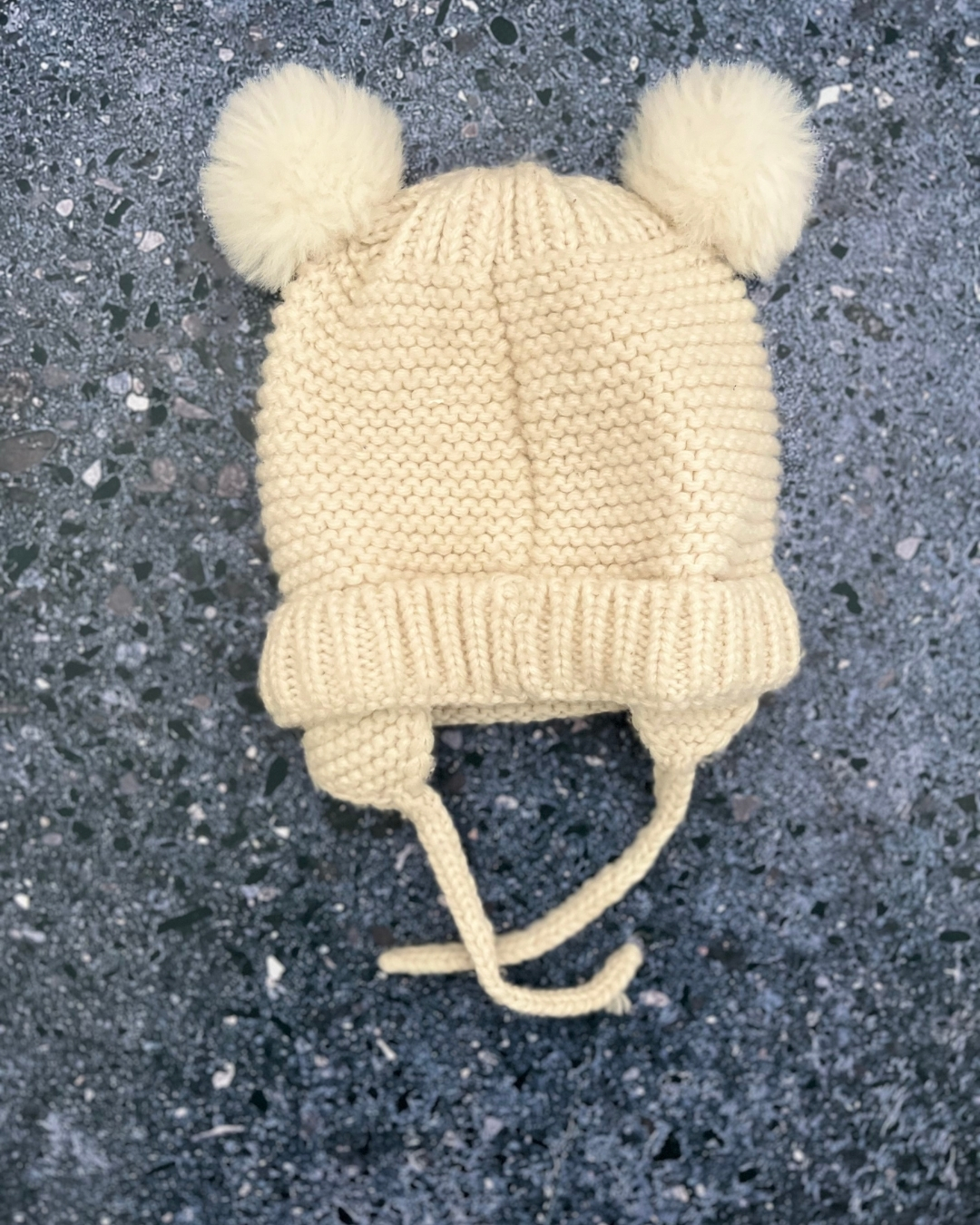 Zara beige knitted bobble beanie 18M
