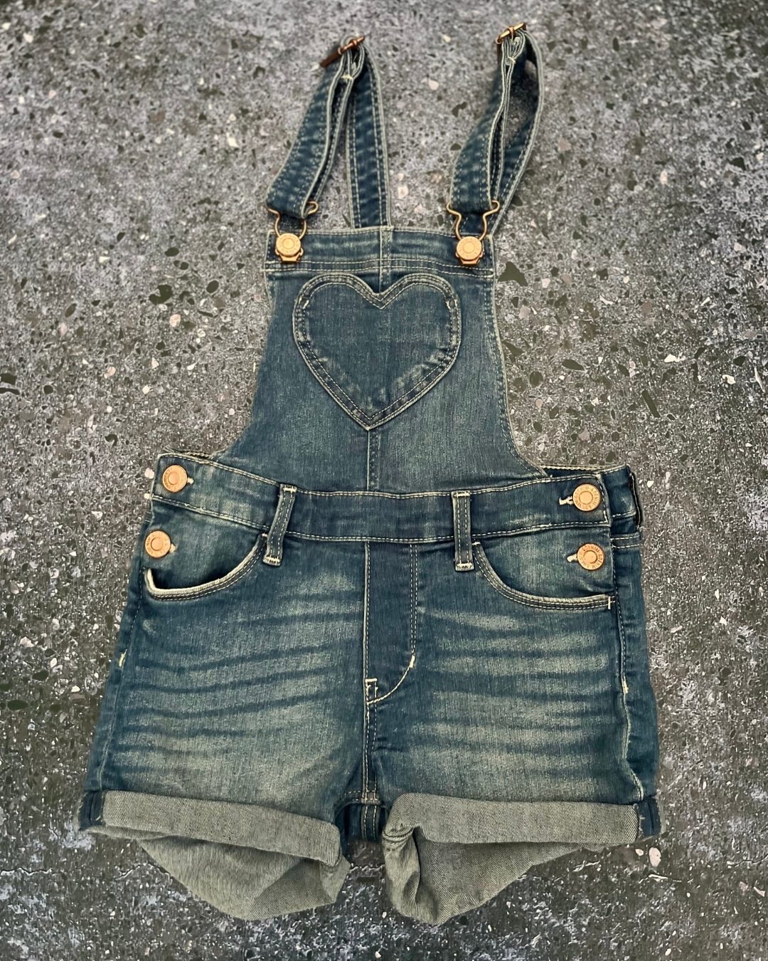 &Denim blue denim heart dungarees 7/8Y