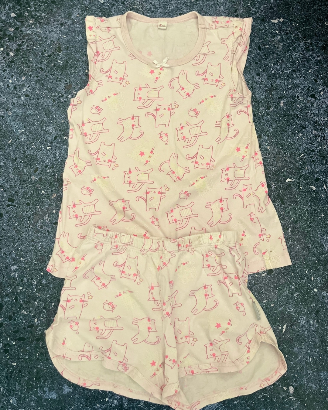 Naartjie pink cat pajama set 5/6Y