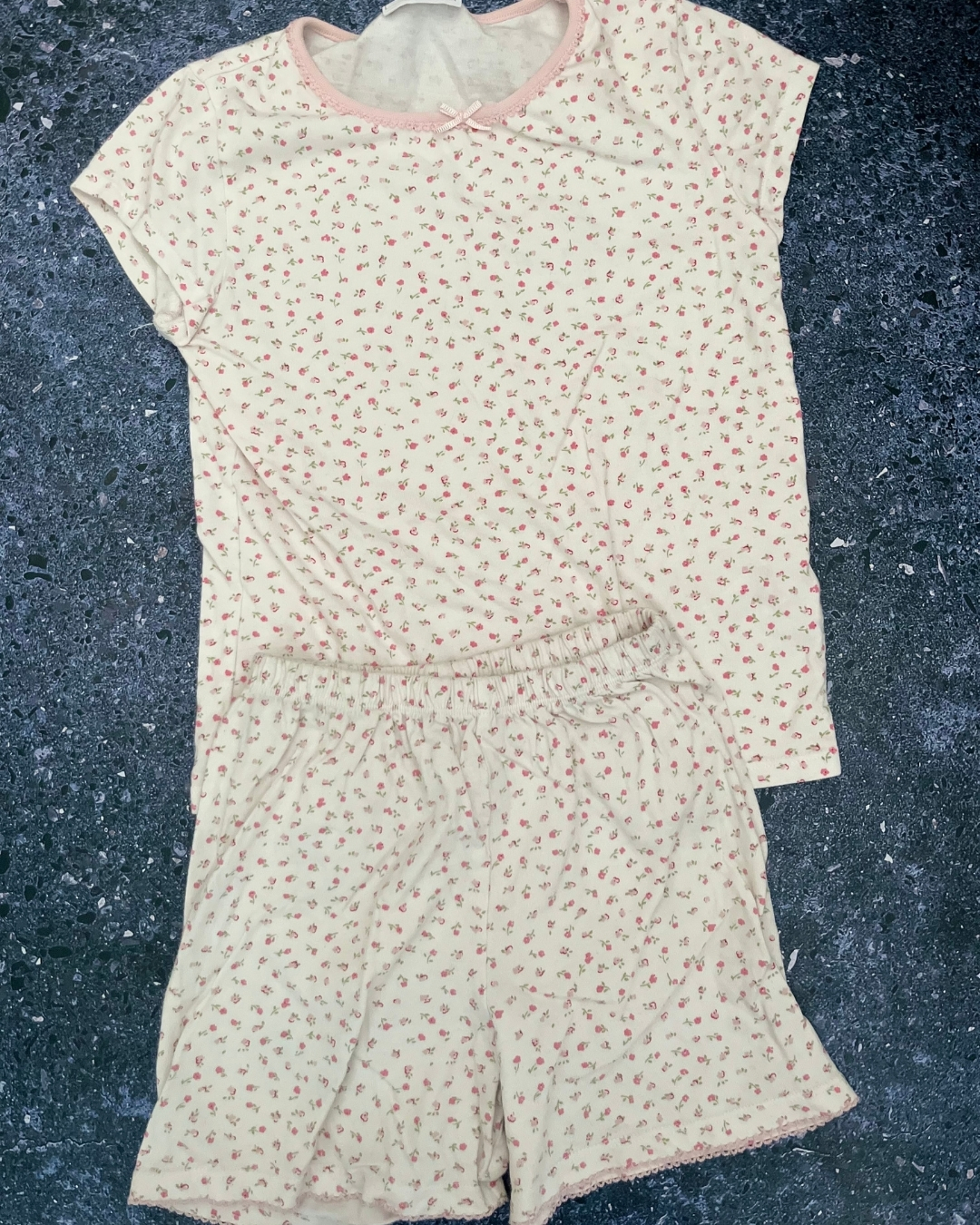The Little White Company white floral pajama set 7/8Y