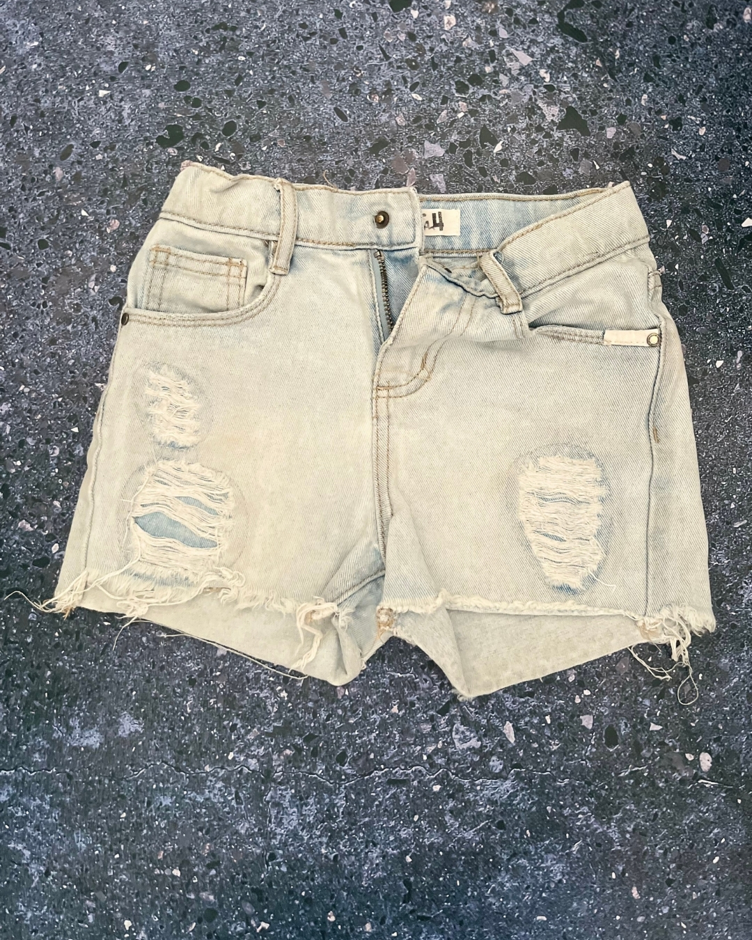 Cotton On light blue ripped denim shorts 4Y