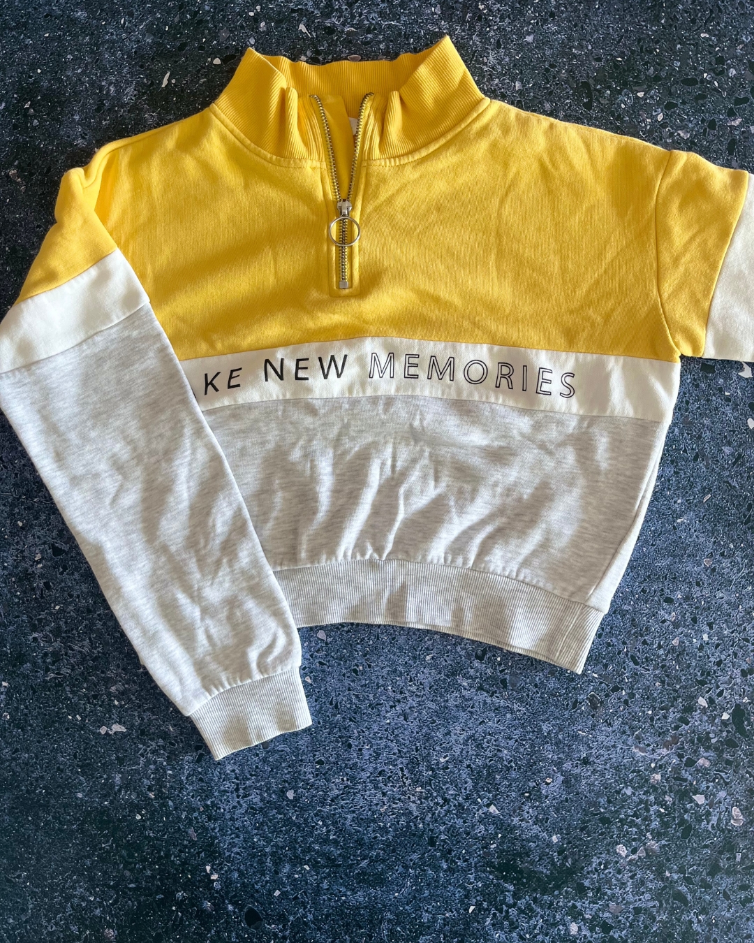 H&M yellow and grey crop top sweater 8/10Y