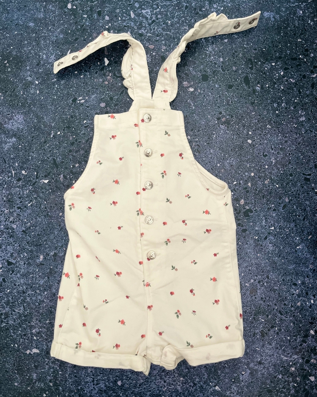 H&M white floral dungarees 12/18M