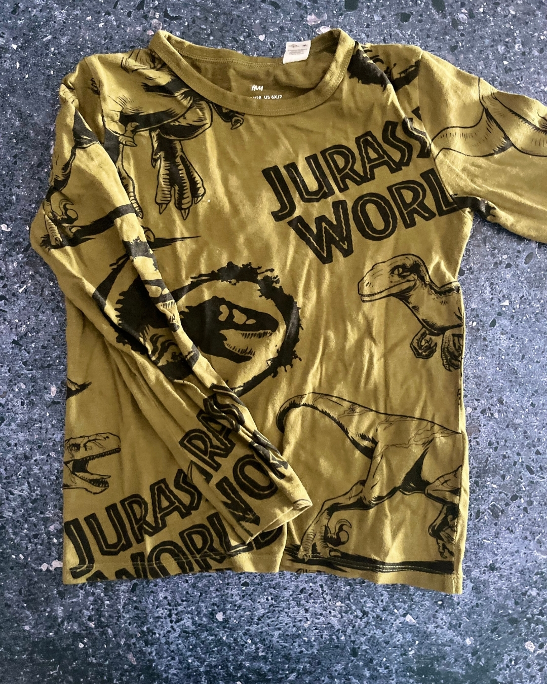 H&M green Jurassic World long sleeve T-shirt 6/8Y